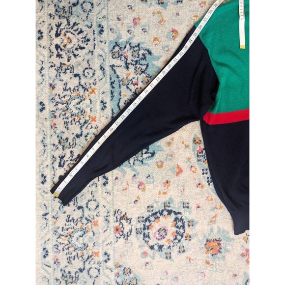 J McInerney Ltd Scotland Navy Green Red Yellow Colorblock V-Neck Sweater: 112/44 - Picture 8 of 8